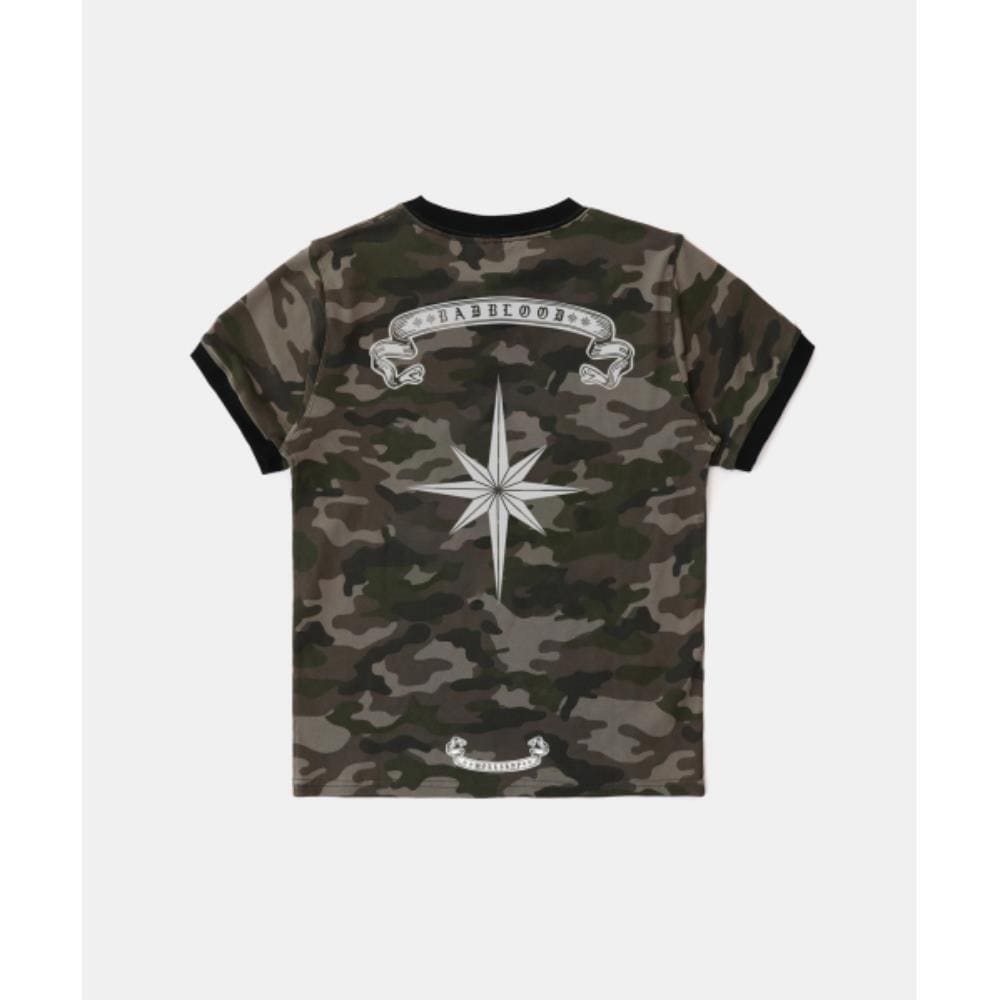 BADBLOOD Cosmo Reflective Ringer T-Shirt Green Camo w-te