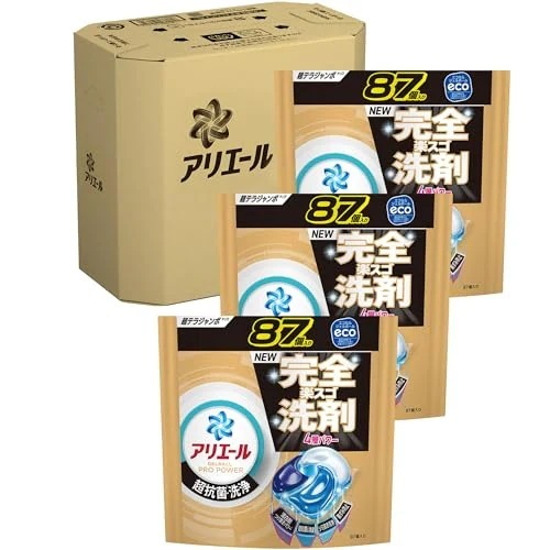 アリエール 洗濯洗剤 ジェルボール プロ パワー 超抗菌・洗浄 クリーンフレッシュの香り 詰め替え 87個ｘ3袋 [大容量] [ケース品]