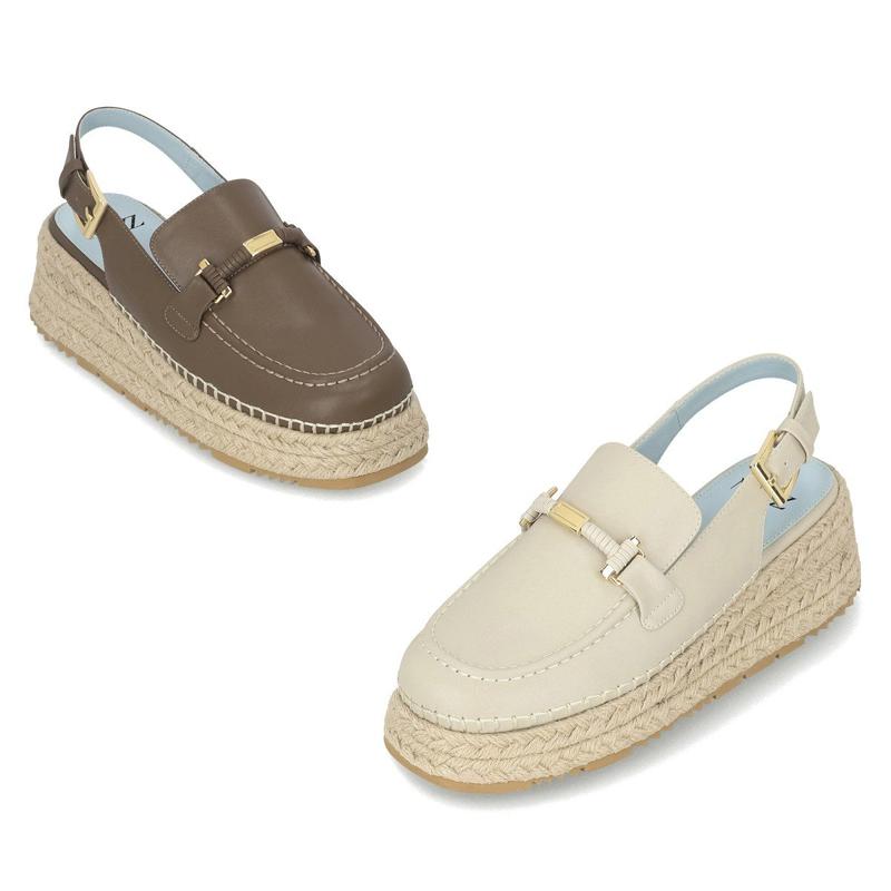 マッツ女性クラシックローファーエスパドリーユスリングバック6cm LCWO61M513