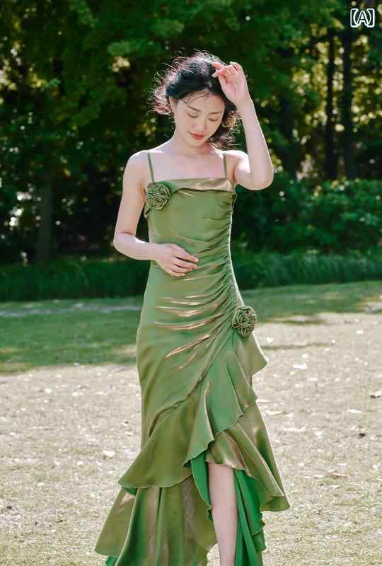 ドレス　パーティー　レディース ワイヤレス WUXIAN マーメイド スリング ビッグ スカート 成人 式 結婚式 トースト ドレス パーティー 高級