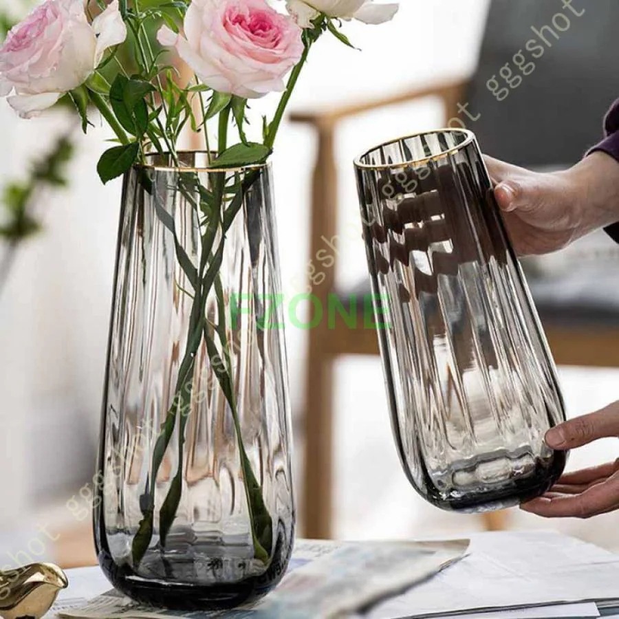 【超お得1つ買うと10個もらえる】花瓶 グレー インテリア雑貨 インテリア小物 置物 フラワーベース おしゃれ シンプル 北欧 かわいい クリア 透明 花びん 花器 ガラス花瓶 花束 生花