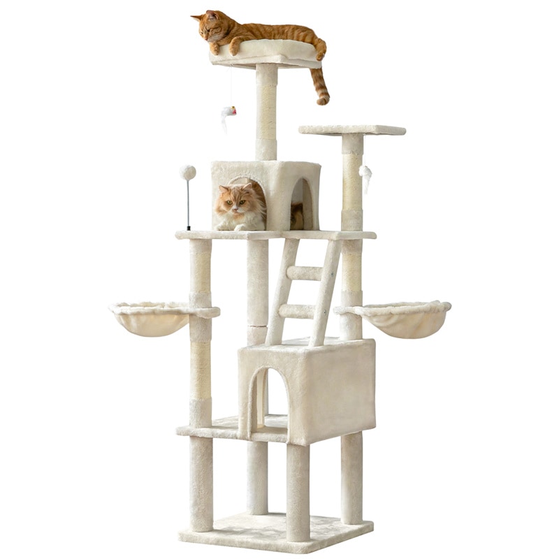 キャットタワー 多機能 豪華な猫タワー おしゃれ 多頭飼い 人気 スリム スロープ ハンモック cattower B855