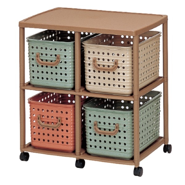 スリムバスケットラック/衣類収納 4W型 6644.569.8cm 日本製 キャスター付き ポリプロピレン 脱衣所 洗面所