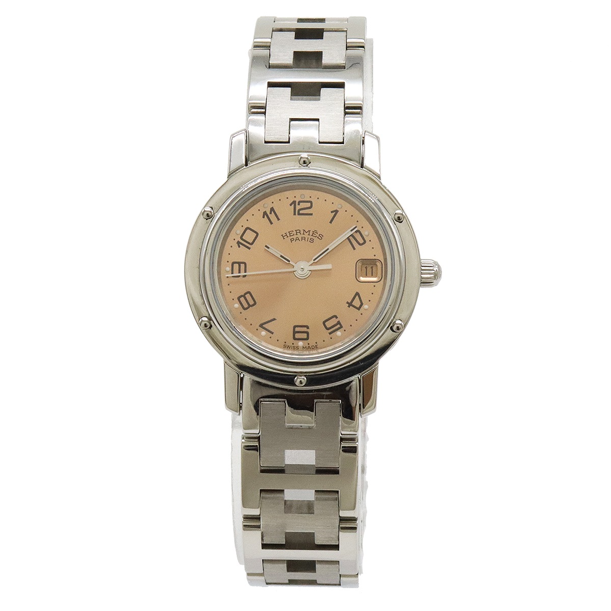 クリッパー デイト ピンク文字盤 SS レディース QZ クォーツ 腕時計 CL4.21