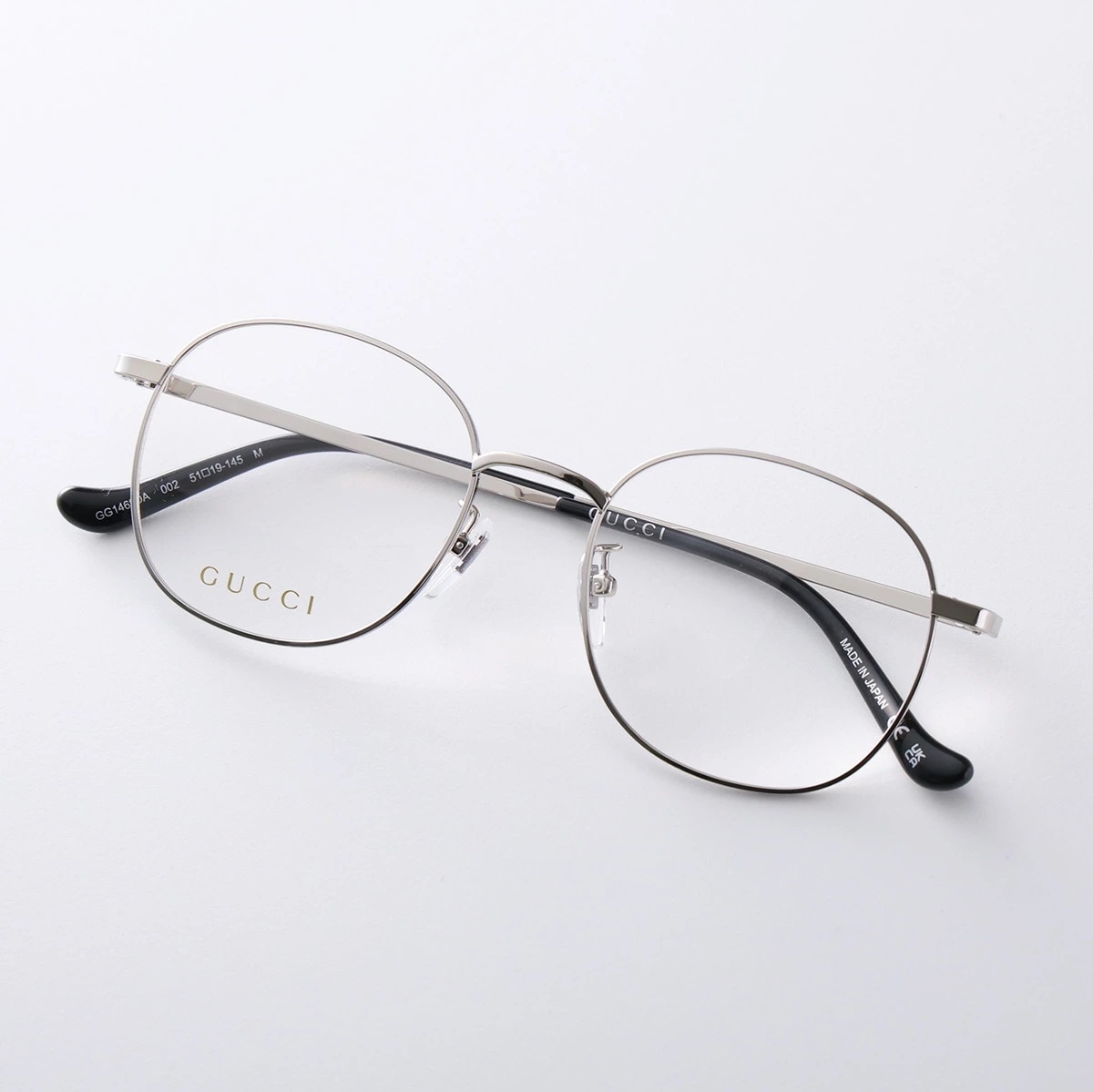 GUCCI グッチ メガネ GG1469OA レディース ボストン型 メタルフレーム クリングスタイプ めがね 眼鏡 ロゴ アイウェア 伊達 アジアンフィット 002