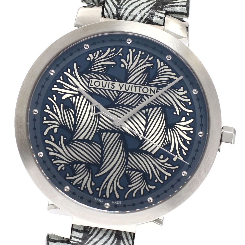 ルイ・ヴィトン LOUIS VUITTON Q1D05 タンブール ダミエ グラフィット ロープ クォーツ メンズ 良品 _931044【中古】