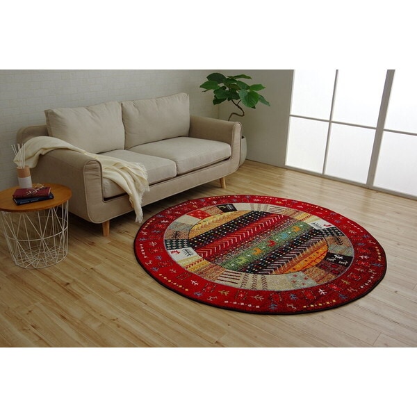 1320370240301 イビサ 円形 RE 160×160 レッド ウィルトン織りラグ メーカー直送