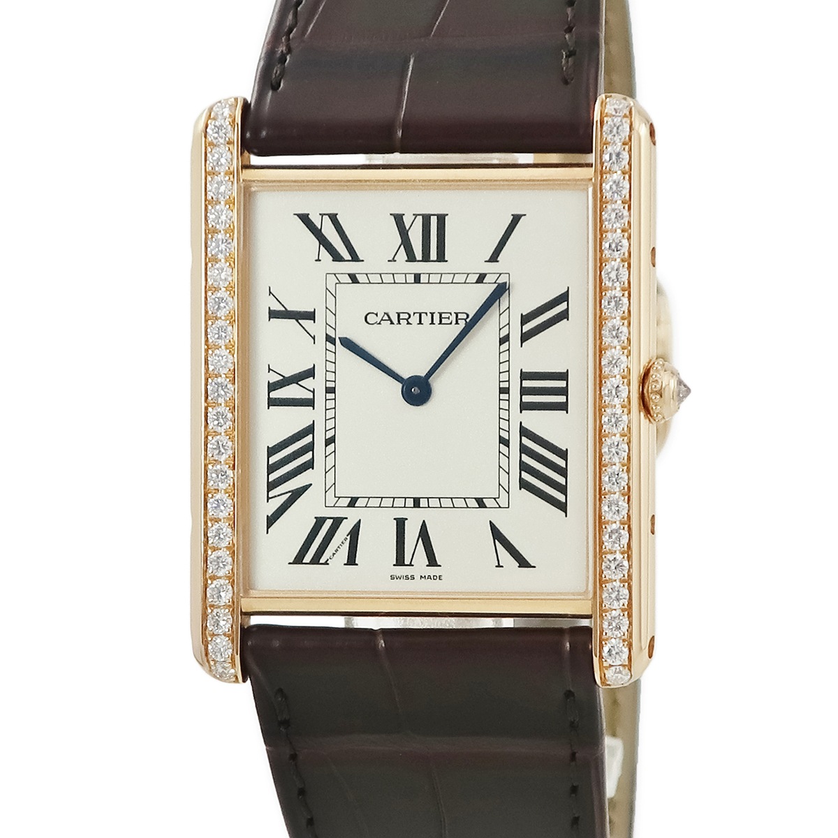 タンク ルイ カルティエ XL WT200005 手巻き メンズ K18PG無垢 純正ダイヤ 角型 ローマン 薄型 3年保証
