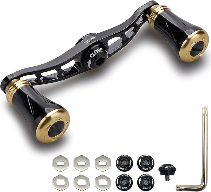 88mm リール ハンドル 19mm ノブ搭載 シマノ SHIMANO ダイワ DAIWA アブ Abu 通用 ベイトリール Arch Pillar Series( ブラック＆ゴールド)