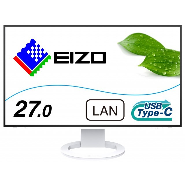 EIZOエイゾー 液晶ディスプレイ(27型/IPS/WQHD 2560×1440/60Hz/5ms/HDMI/DP/USB Type-C/VESA/5年保証)(ホワイト) EV2795WT