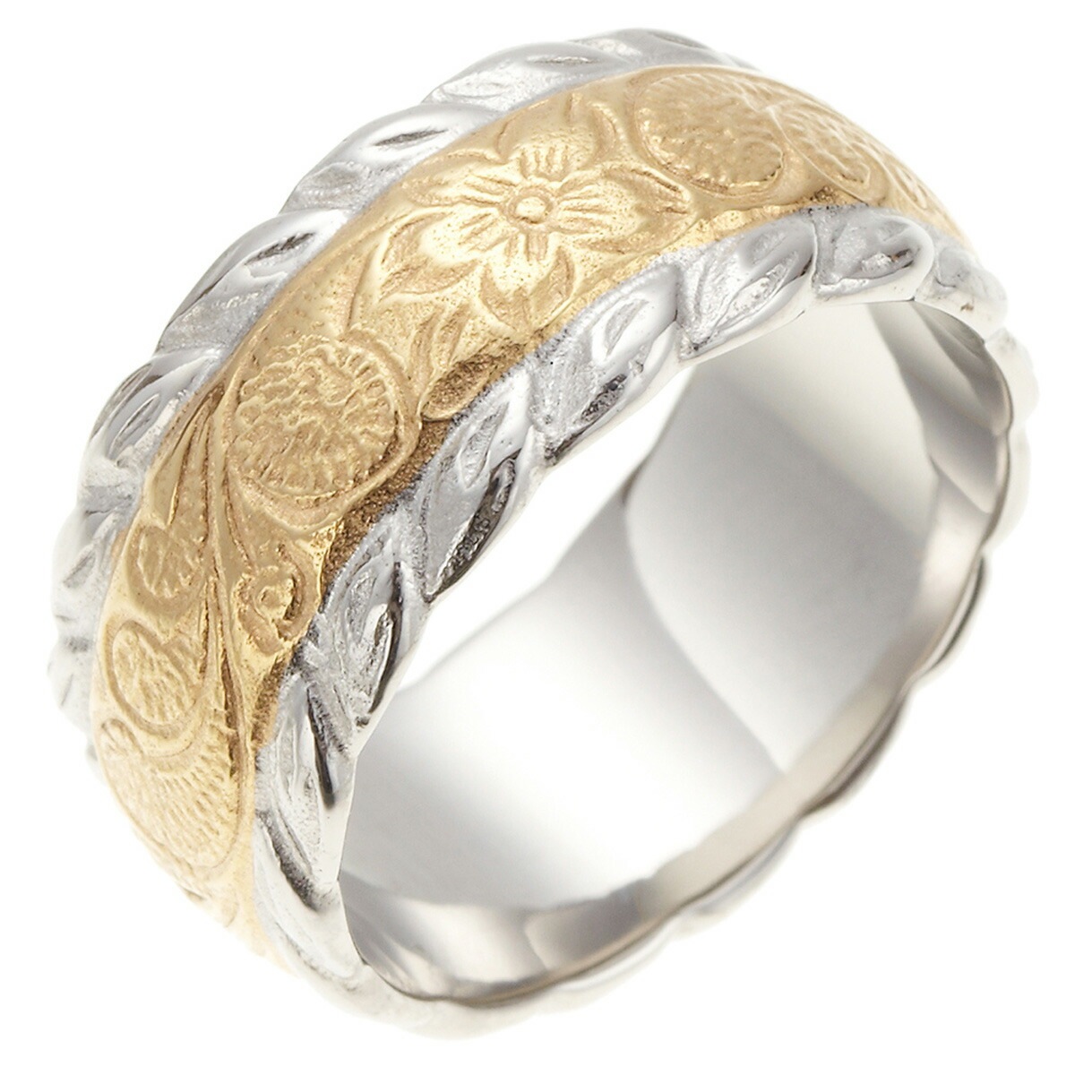 ハワイアンジュエリー リング メンズ サージカルステンレス リーフ スクロール 波 プルメリア