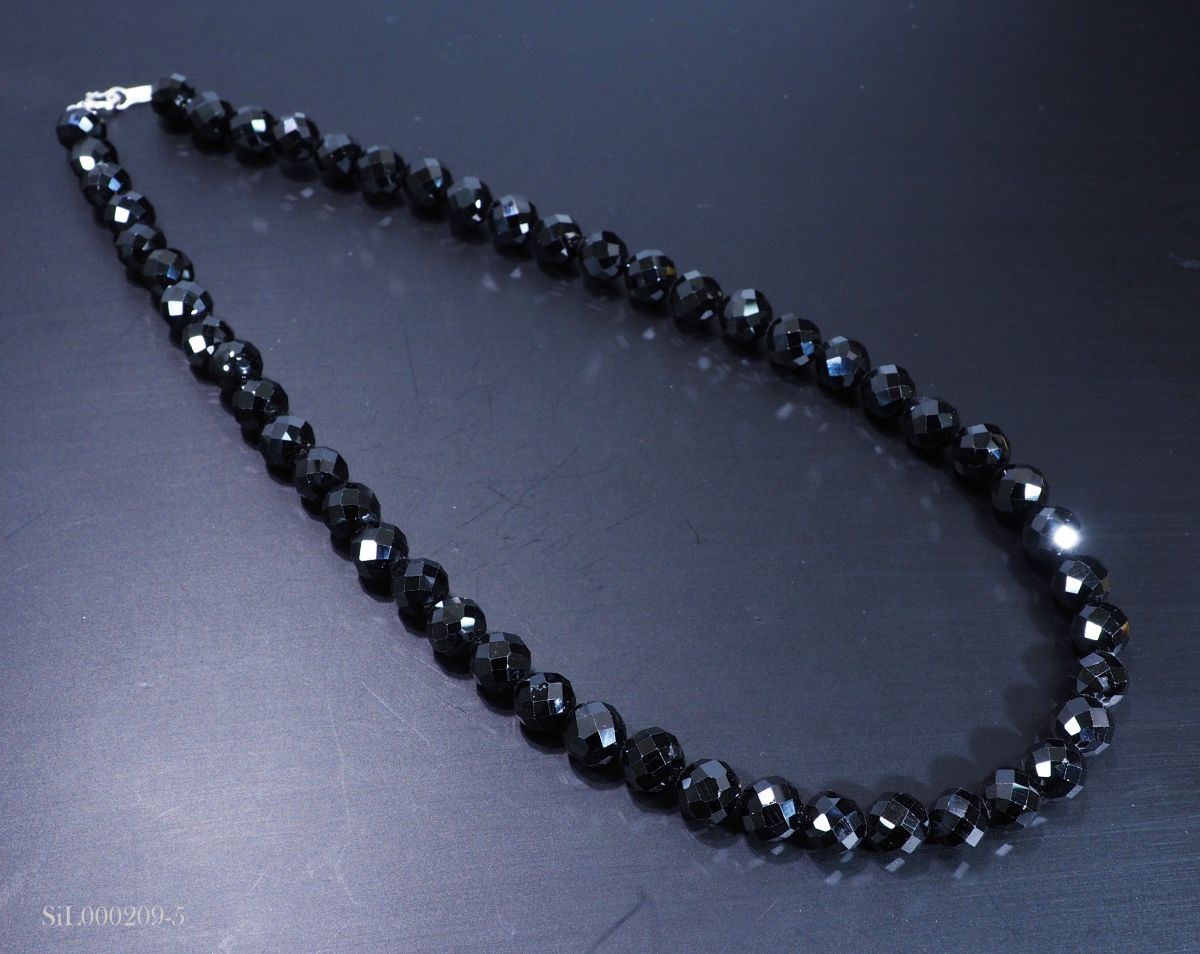 天然石 重量感 ブラック スピネル ネックレス 連 チェーン 数量限定 No.SiL209