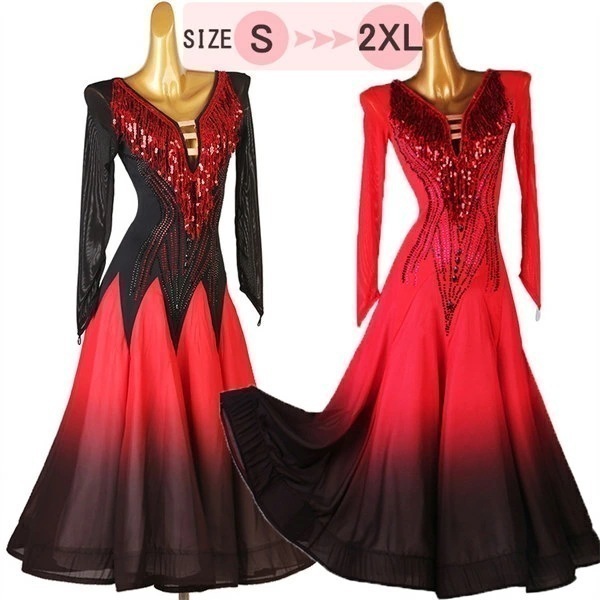 【激安開催！】社交ダンス ワンピース モダンドレス ラテンダンス 社交ダンスドレス 社交ダンス衣装 ダンス発表会 大きい裾 スタンダードドレス 競技着 練習着 演出用 ワルツダンス ダンス衣装 サイズ