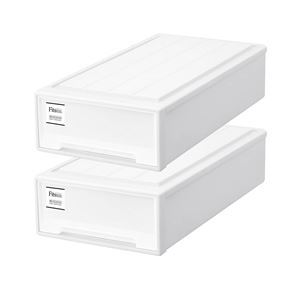 衣類収納/収納ケース (スリム ホワイト 2個組) 幅39cm 前枠付き 『天馬 Fits フィッツケース』