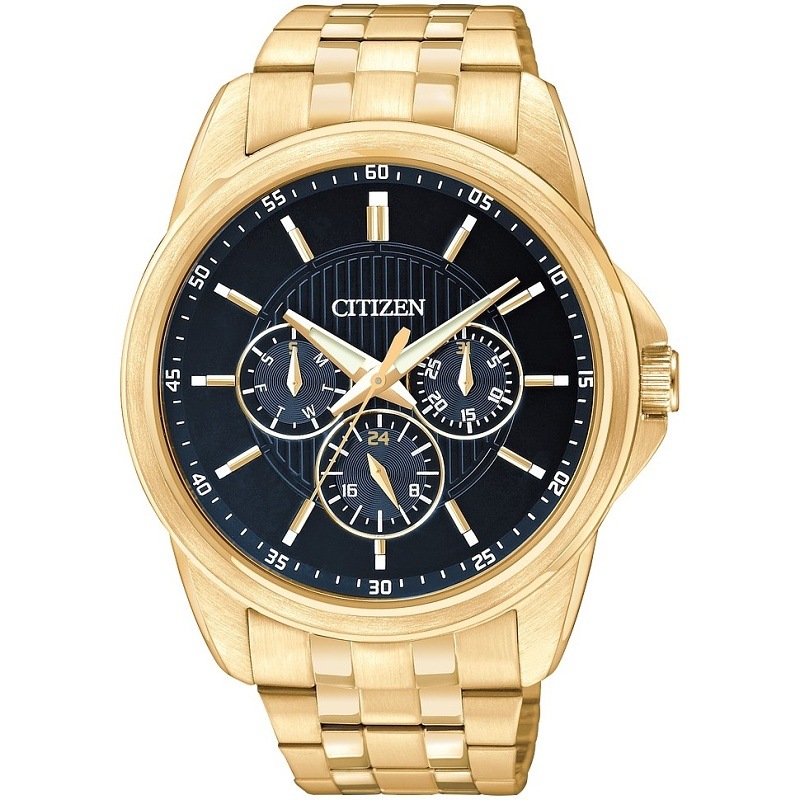 QUARTZ AG8342-52L Gold Multifunction Black 男性用時計