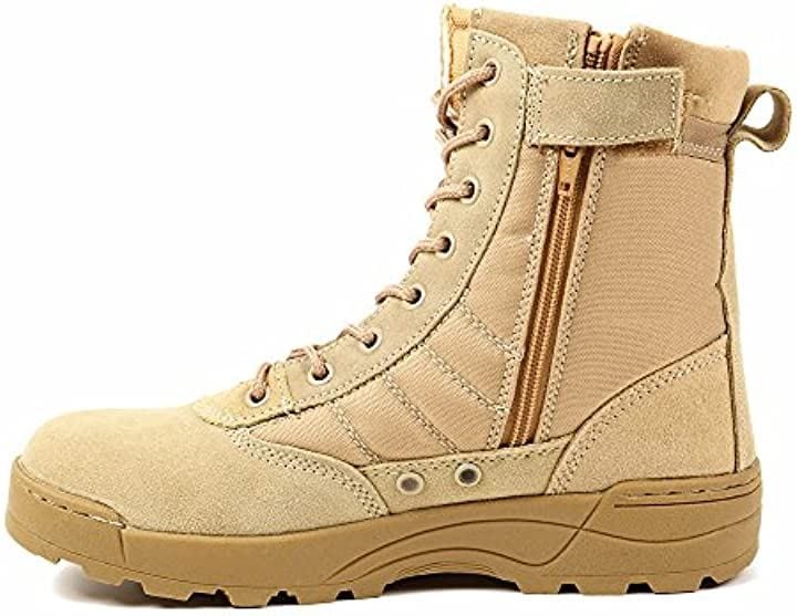 ミリタリースタイルな足下 サバゲー にも YKK監修 第三世代 サイドジッパー タクティカル ブーツ ベージュ41 25.5cm( ベージュ41（25.5cm）)