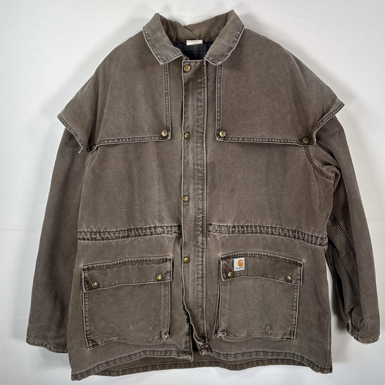 古着 ダック ワークジャケット アンブレラケープ コート ブラウン メンズ