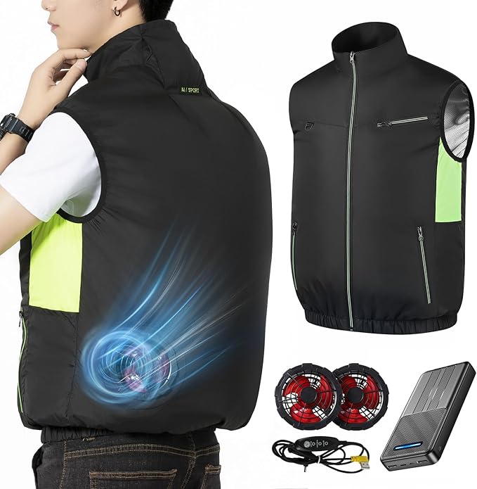 暴風ファン 40800mAh大容量バッテリー 空調作業服 バッテリーファンセット ファン付きベスト 作業用 ジャケット 空調ウェア 3段階風量調節 7.4V出力対応 UVカット 撥水加工 男女兼用