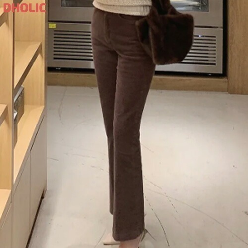 [メガ割りSALE]裏起毛シークレットゴムコーデュロイフレアパンツ