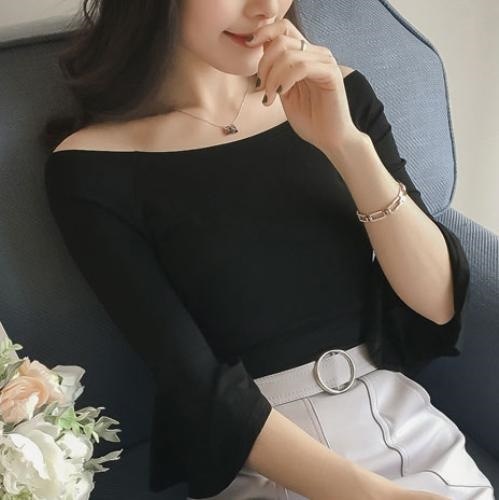 2156.フレアスリーブ トップス(ブラック)