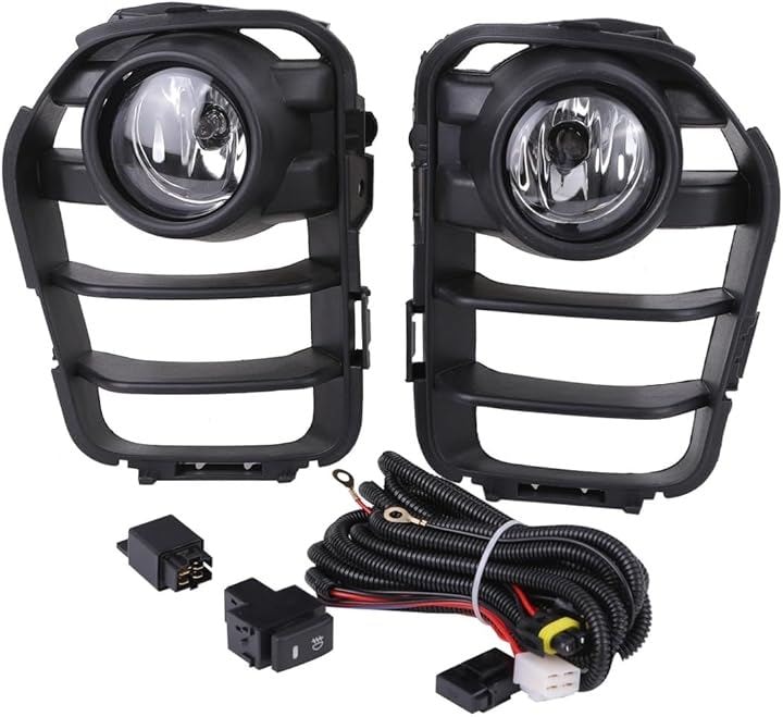 互換品日産 用 フロント フォグランプ 配線 キット 左右セット フルセット カバー ライト スイッチ キャラバン E26 NV350 後期 2017- 等 汎用 社外品 カスタムパーツ