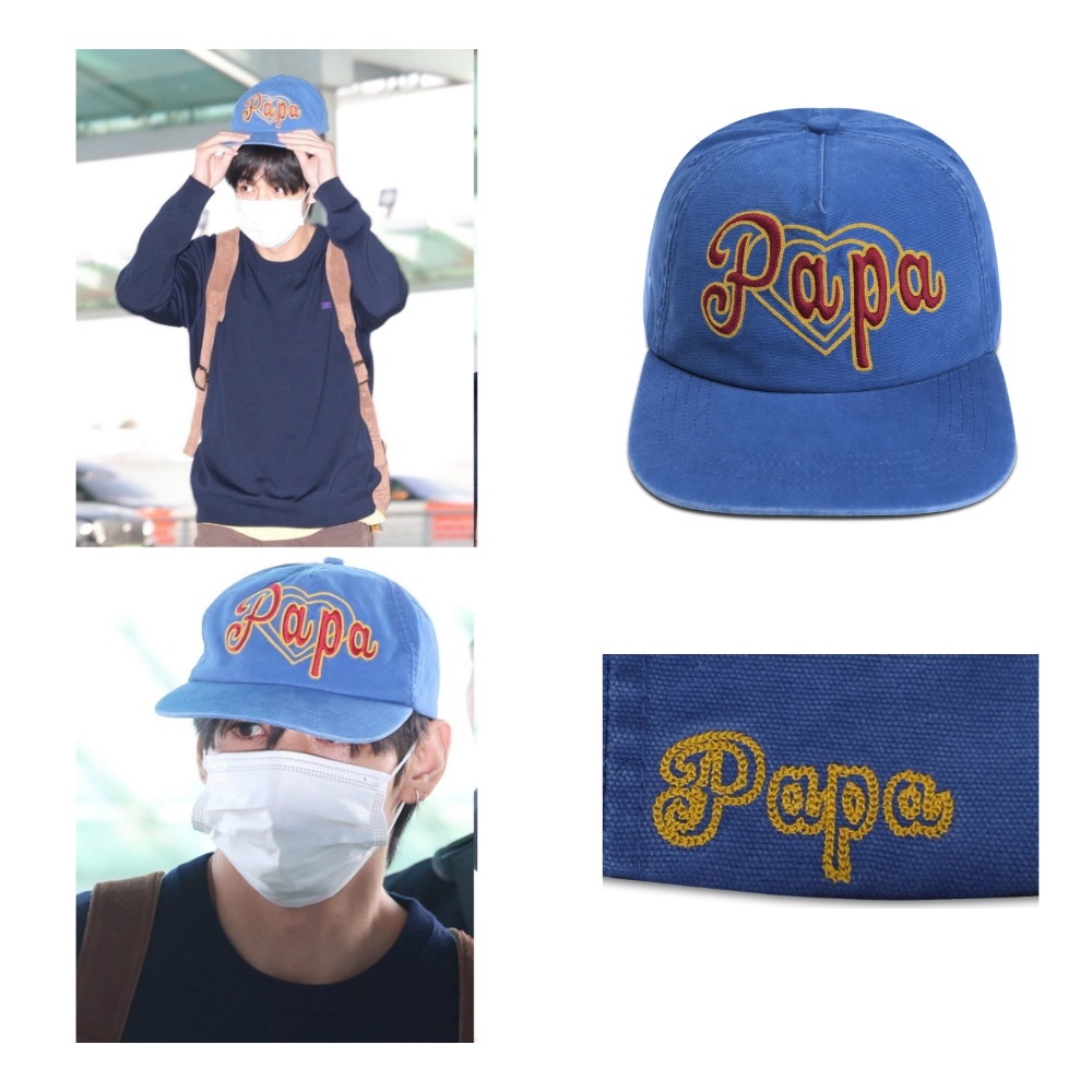[BTS V テテ 着用] Papa Vintage Washing Ball Cap ブルー 韓国ファッション キャップ 帽子