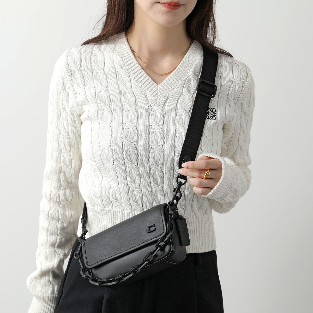 COACH コーチ ショルダーバッグ CR754 レディース メンズ レザー ハンドバッグ クロスボディ ポシェット 鞄 BLACK