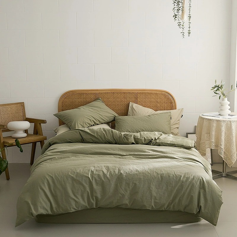 ベッドリネン 四件セット コットン 水洗き ふんわり シンプル 日系 高級感 学生用 収納付き