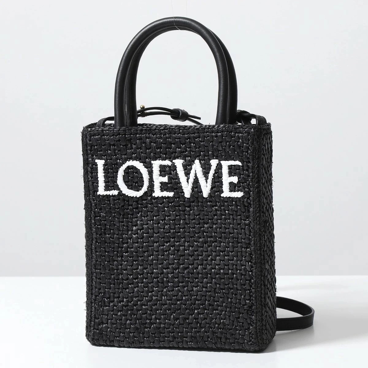 LOEWE ロエベ かごバッグ A563S30X09 レディース ショルダーバッグ ハンドバッグ ミニトート ロゴ ラフィア カゴバッグ 鞄 BLACK-WHITE