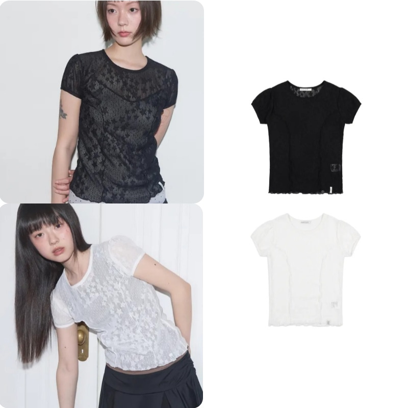 ウェーブ パフ レース Tシャツ F25QB127