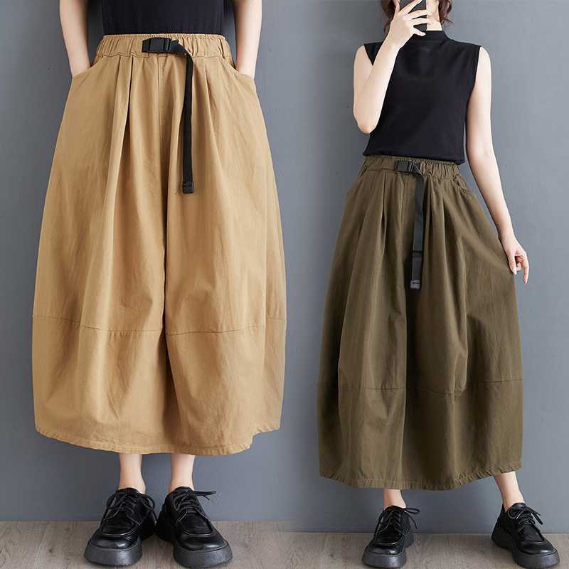 「ファットガール」 2024夏 スカート Aライン ゴムハイウエスト 大きいサイズ 無地 レトロ レディーススカート30%までに制限
