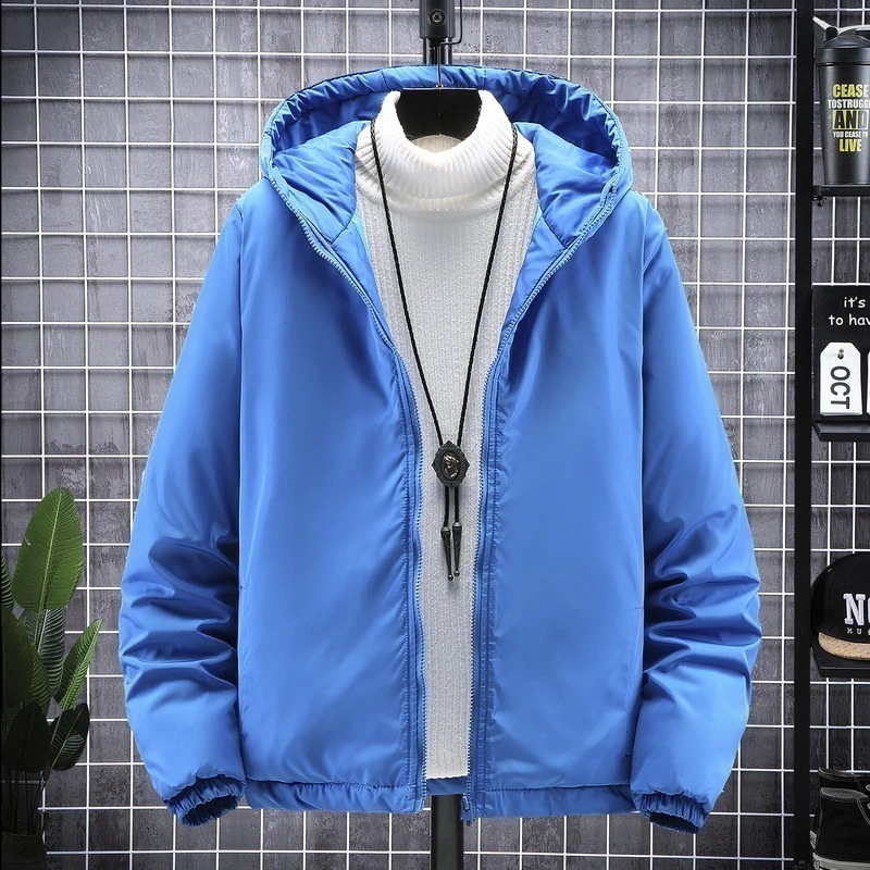 メンズダウンコート冬厚防寒コートダウンフード付き無地シンプルアウターファッションダウンジャケット防風暖かい中綿ジャケット 6,070円