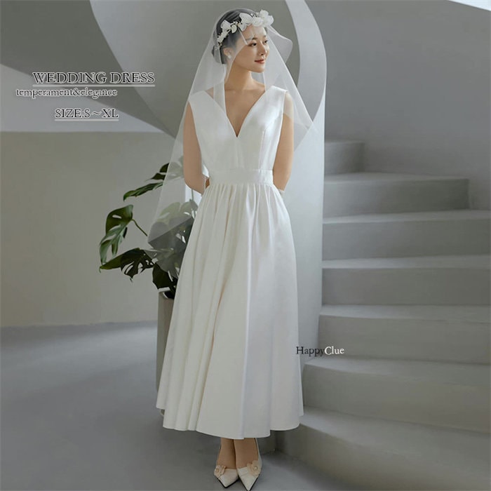 ウエディングドレス 白 Vネック セクシー エンパイア 二次会 ロングドレス パーティードレス 結婚式 ワンピース レディース 成人式 衣装 ピアノ礼服 演奏会 発表会 大きいサイズ 小さいサイズ お