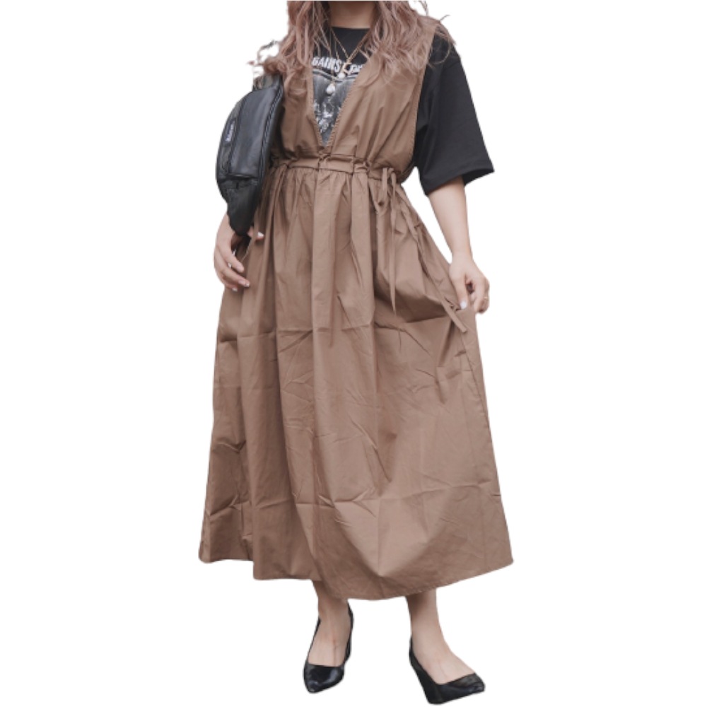 殿堂 Long Flare Ribbon Side Jumper ボトムス ファッション レディース (brown)A.D.G Skirt ジャンパースカート