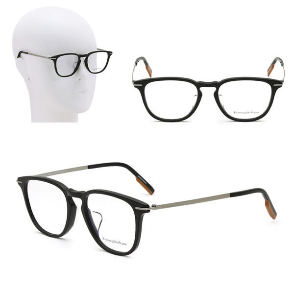フレームのみ ブラック EZ5224-D/V 005 52 Ermenegildo Zegna メガネ 眼鏡 アジアンフィット
