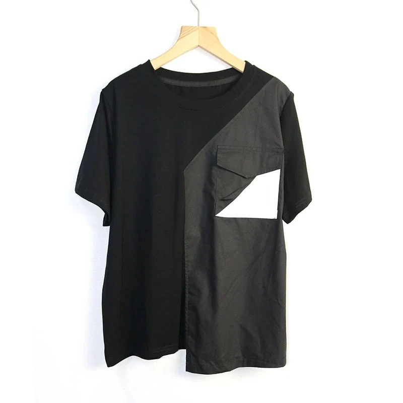 純綿tシャツ韓国ファッションレディース服半袖トップス黒白丸ネック福袋