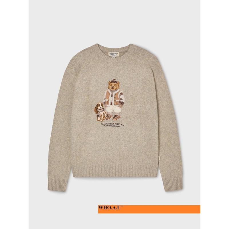 W.A.U Steve Premium Jacquard Sweater-OATMEAL MELANGE-WHKAF4T11U