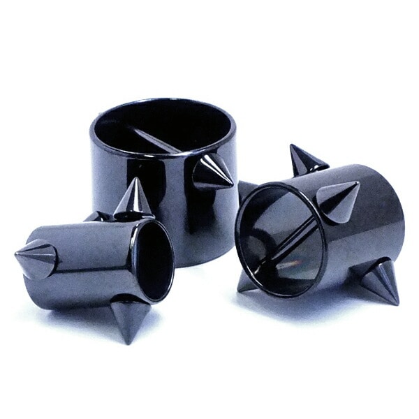 ボディピアス 黒色 00G ブラックチューブッチ コーン ストレートバーベル 00ゲージ 男性 女性