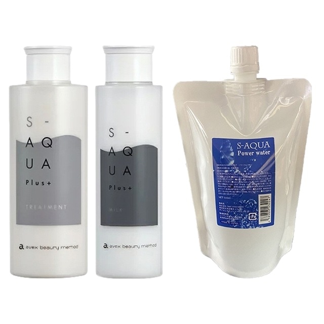 [国内正規品]サイエンスアクア トリートメント 200g とミルク 120g とパワーウォーター 500ml(リフィル） のセット S-AQUA コンディショナー