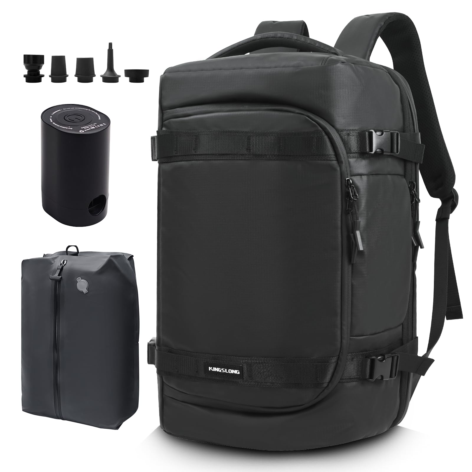 [KINGSLONG] 真空リュック ビジネスリュック リュックサック 圧縮バックパック 大容量 40-60L 機内持ち込み メンズ 多機能 17.3インチPC対応 撥水 通学 通勤 トラベル 出張