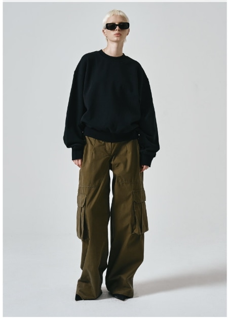 【NOIER】 COTTON FIELD WIDE PANTS : KHAKI
