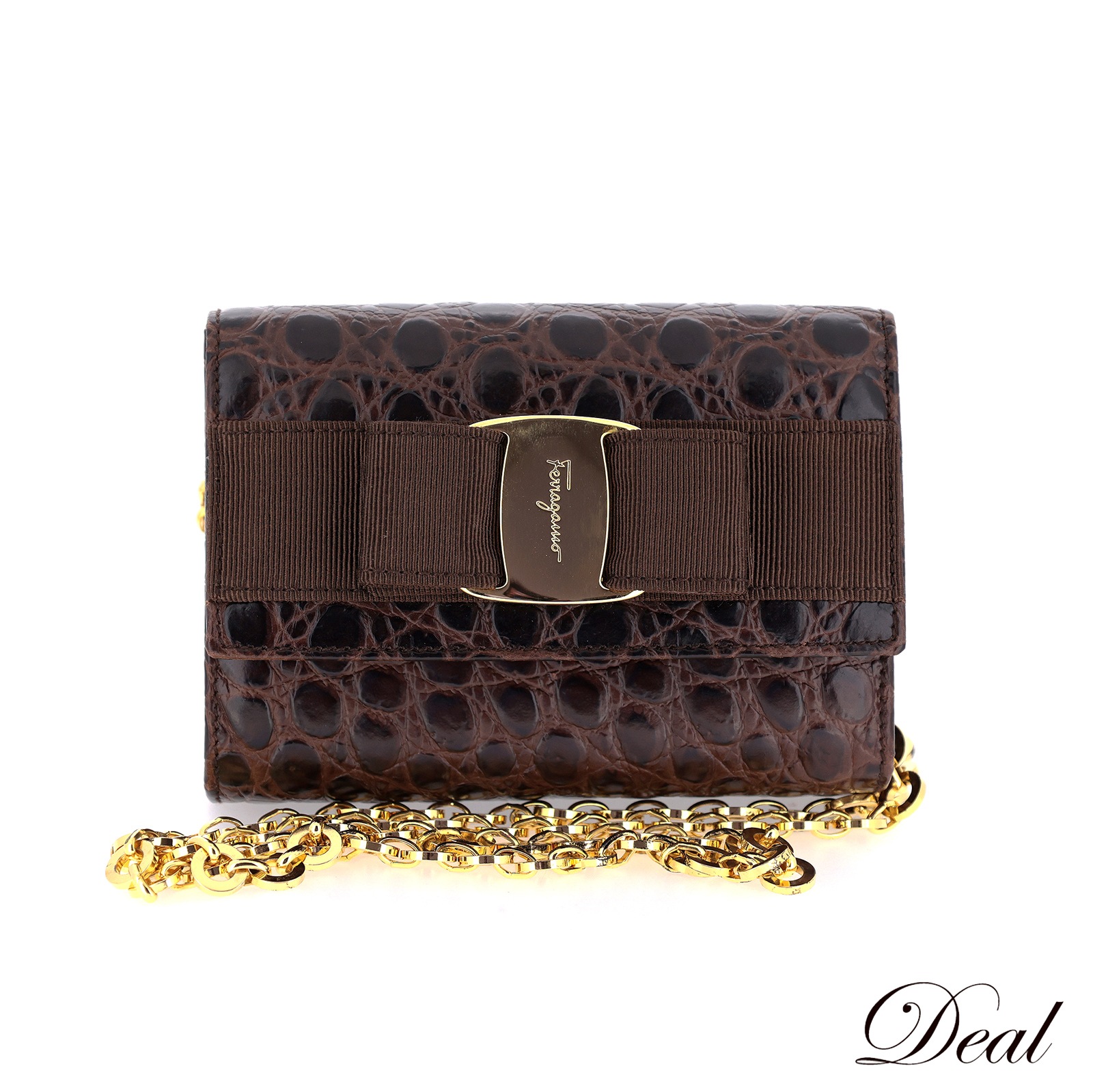 サルヴァトーレ フェラガモ ヴァラ リボン ミニ チェーン 3WAY ブラウン レディース ショルダーバッグ