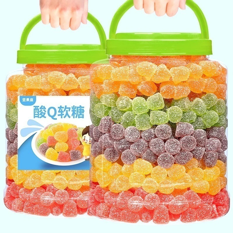 500gの大きな缶入り酸っぱいグミフルーツ風味のグミジュースグミ酸っぱい子供用キャンディスナック お菓子 大人 子供 誕生日プレゼント