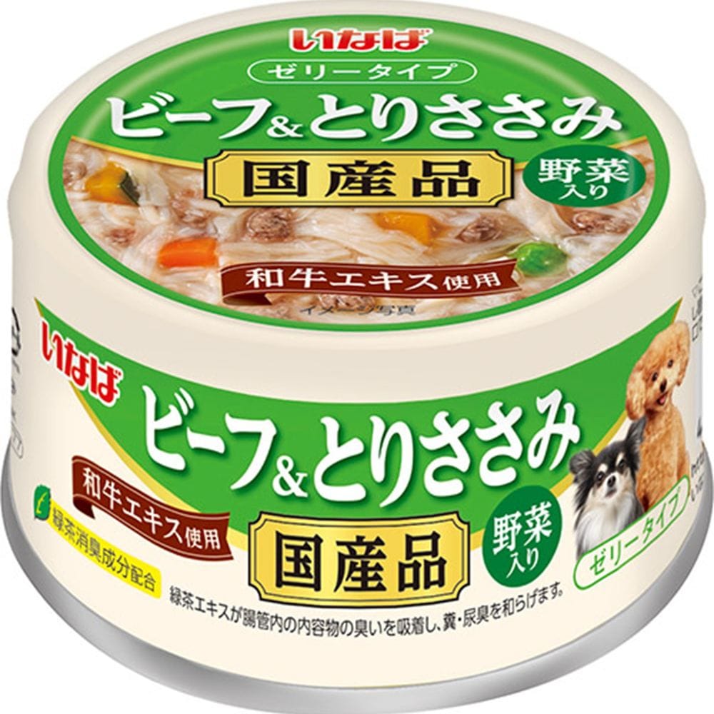 （まとめ買い）いなば ビーフ＆とりささみ 野菜入り 85g 犬用フード [x24]