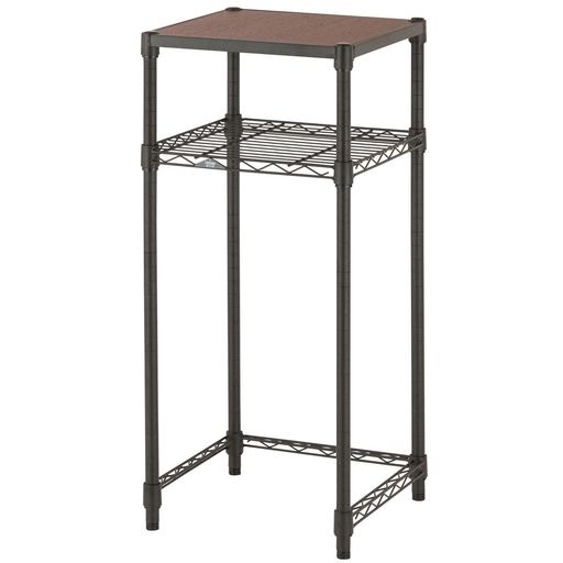 ドウシシャ ルミナス コンパクトキッチンラック 幅41cm×奥行41cm×高さ90cm 耐荷重80kg ノワール2段 NO4090-2KW 天板ウッドシェルフ ゴミ箱上ラック 炊飯器 作業台 カウンタ