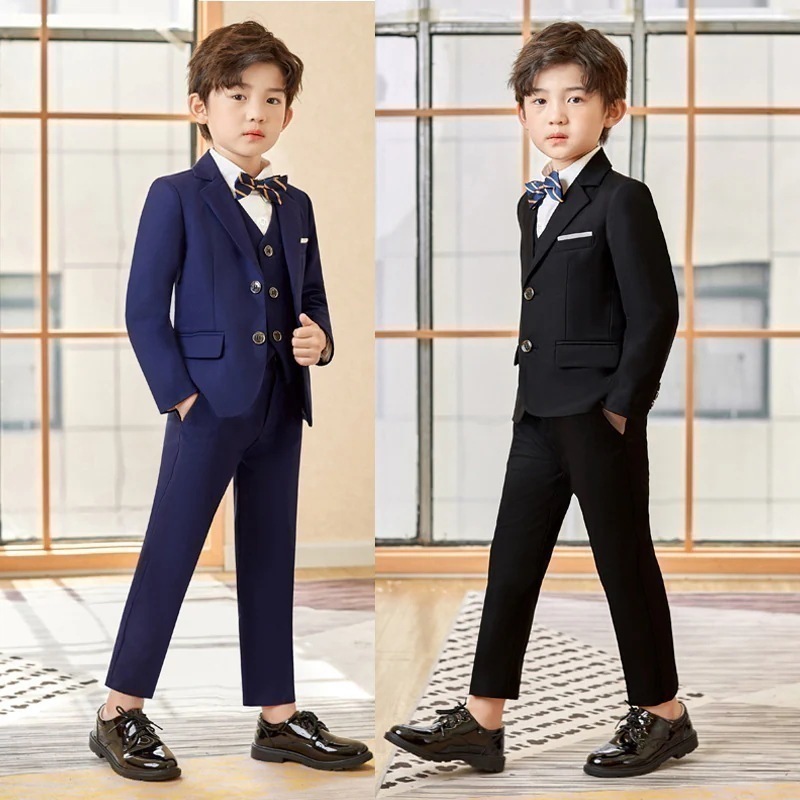 男児 コーディーネート ロングパンツ ベスト チェック ジャケット スーツ キッズスーツ 6点セット
