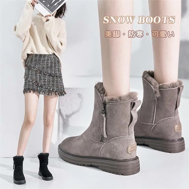 即納 滑らない スノーブーツ 革 レディース おしゃれ スノーブーツ 北海道 防水 かわいい 防寒ブーツ ファー 冬 裏起毛 きれいめ 厚底ブーツ ショート丈 黒 キャメル ウインターブーツ ボア ス