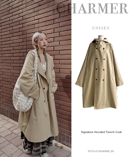 [男女共用] シグネチャー オーバーサイズ 後パーカートレンチコート