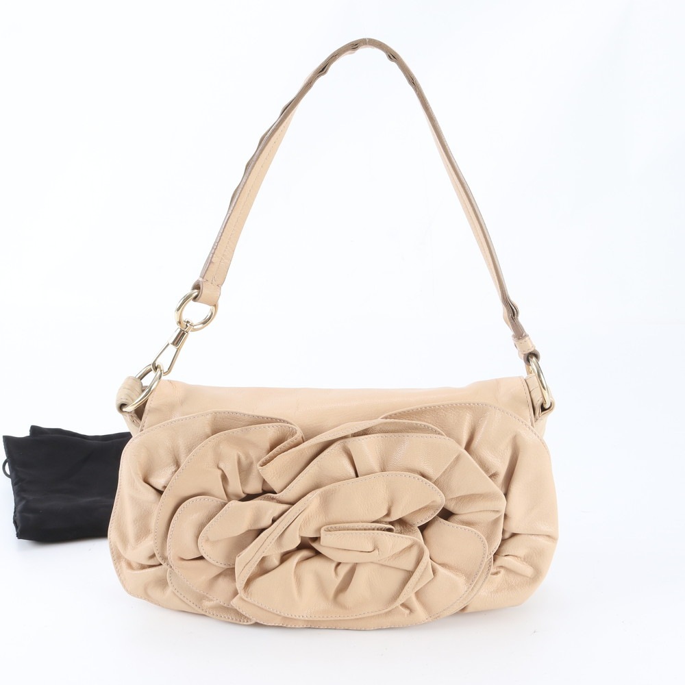 美品 ナジャ フラワー モチーフ 薔薇 112930 001013 レザー ショルダーバッグ 肩掛け トート ハンド 本革 レディース RWM ED4-6 中古