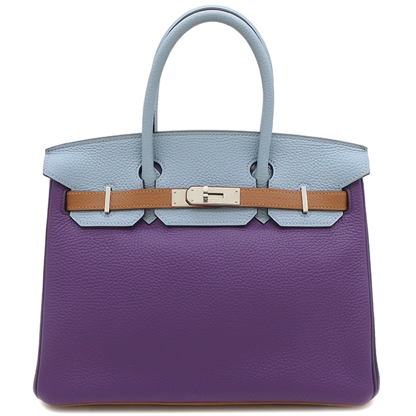 エルメス HERMES ハンドバッグ バーキン30 アルルカン トリヨンクレマンス ウルトラバイオレット×エタン×ブルーラン×ゴールド×エトープ×ブルーオブスキュール シルバー金具 P刻印 【箱】【中